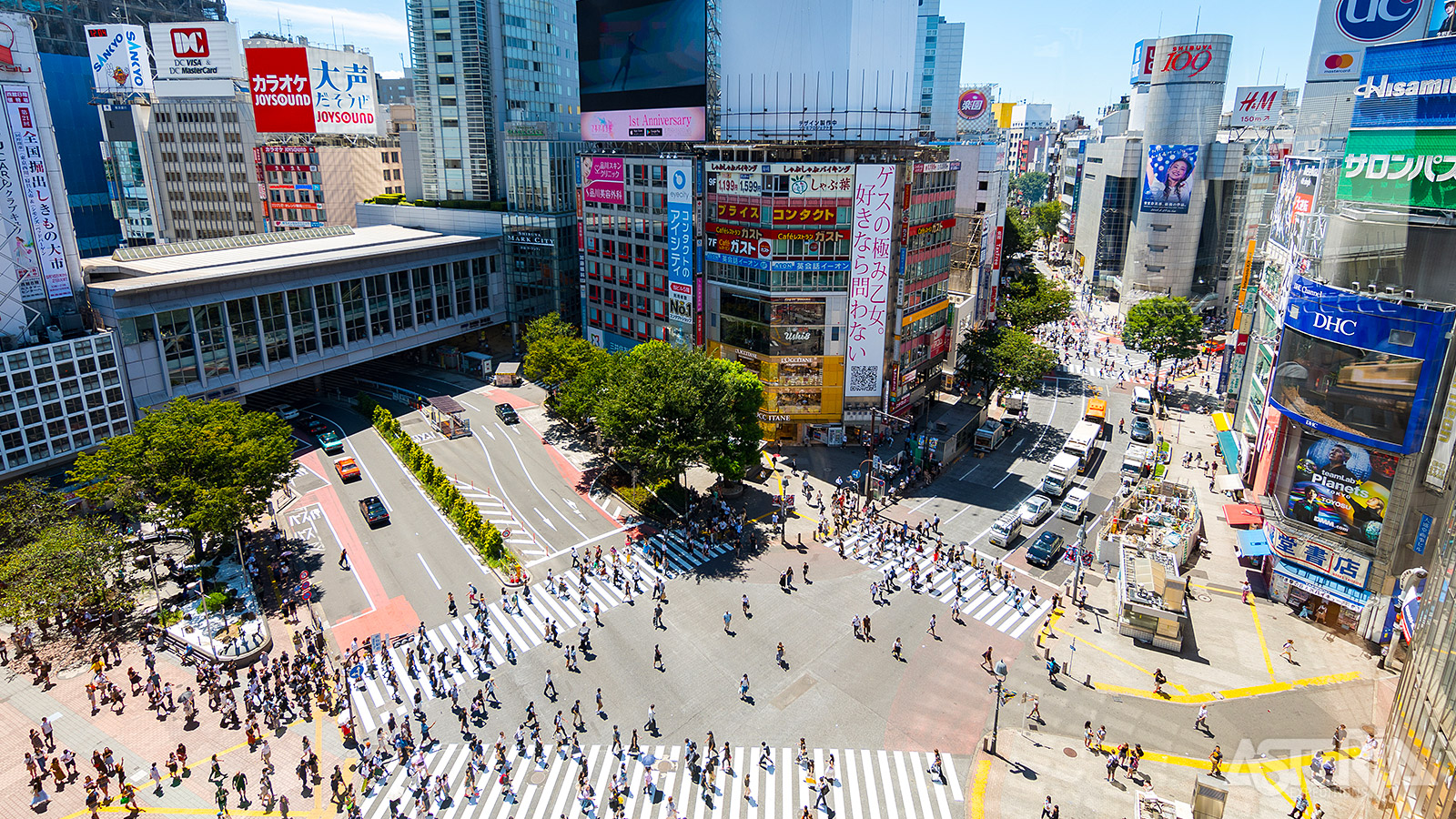 Shibuya Crossing is één van de drukste oversteekplaatsen ter wereld en wordt dagelijks door 500.000 tot 3.000.000 voetgangers gebruikt