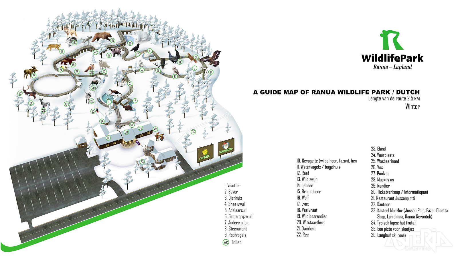 Ranua Wildlife Park vormt de thuis voor meer dan 50 soorten en 200 individuele dieren die inheems zijn in het Arctisch gebied